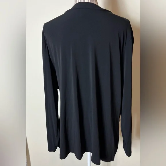 Lane Bryant Plus Size Women's Black Wrap Tie Front Blouse Cinged Waist Sz 22/24 - Picture 3 of 4